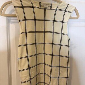 Banana Republic Cream Sleeveless Windowpane Check Top